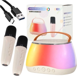 Set de karaoke con altavoz Bluetooth, LED RGB y dos micrófonos inalámbricos