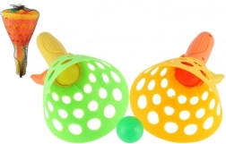 Juego Catch Ball de plástico: set de 2 cestas y 3 pelotas, 19 cm en malla
