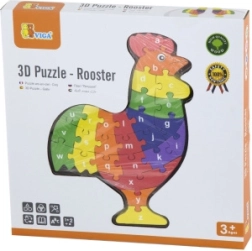 Puzzle 3D de madera: Gallo con el abecedario