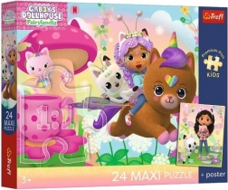 Maxi puzle de 24 piezas Trefl La casa de muñecas de Gabby: Gabby al rescate + póster