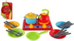 Juego de vajilla de plástico con cocina y accesorios para niños