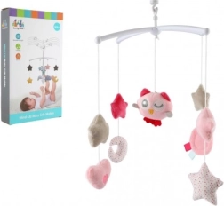 Móvil musical rosa para cuna con buhito – de cuerda