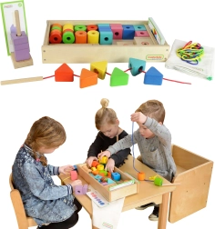 Gran set de ensartado de madera Montessori Masterkidz