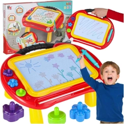 Pizarra magnética de dibujo 2 en 1 con taquígrafo, mesita y sellos