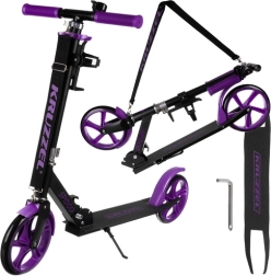 Patinete urbano plegable con ruedas grandes de 200 mm y freno de pie – Morado