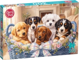 Puzzle Cherry Pazzi Cachorros en una cesta, 300 piezas