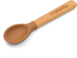 Cucharita de silicona con mango de madera New Baby color caramelo 14 cm