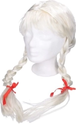 Peluca rubia con trenzas para carnaval para niños