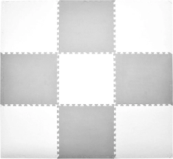 Alfombra de puzzle de espuma Humbi XXL blanca y gris 180 × 180 cm