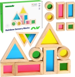 Bloques de madera de colores con espejos transparentes Tooky Toy, 8 uds.