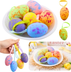 Huevos colgantes de Pascua con lazo en colores pastel - 6 unidades
