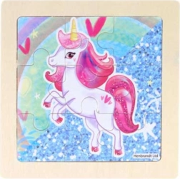 Rompecabezas de madera unicornio rosa (9 piezas)