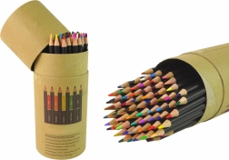 Set de lápices de colores en tubo con sacapuntas y goma, 74 uds.