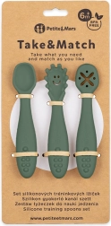 Petite&Mars cucharas de silicona de entrenamiento Take&Match Misty Green - 3 uds.