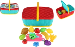 Cesta de pícnic con frutas y verduras para cortar, 15 piezas