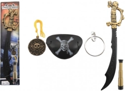 Set pirata con espada y accesorios de plástico 58 cm en tarjeta
