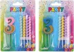 Vela de fiesta número 3 con velas extra