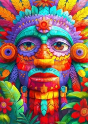 Disfruta del Puzzle Tótem Colorido de 1000 Piezas