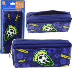 Estuche escolar con motivo de fútbol, azul oscuro