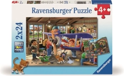 Puzzle Ravensburger conviértete en mecánico de aviones y trenes 2x24 piezas