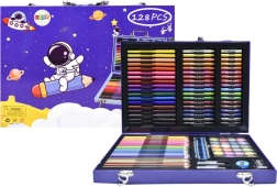Set artístico en maletín con astronauta, azul, 128 pcs