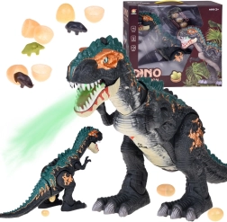 Gran dinosaurio interactivo T‑Rex con vapor, luces y sonidos, pone huevos