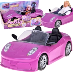 Cabriolet deportivo morado para muñecas para 2 muñecas