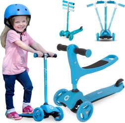 Patinete infantil triciclo Evo 2 en 1 con asiento, azul claro