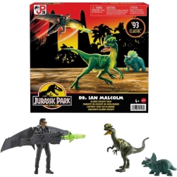 Jurassic World – set de figuras de Ian Malcolm con compañeros dinosaurios y planeador