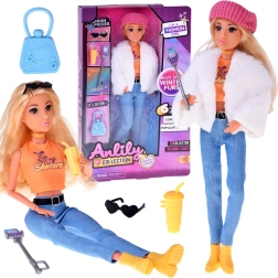 Muñeca de moda ANLILY influencer con conjunto de invierno y accesorios