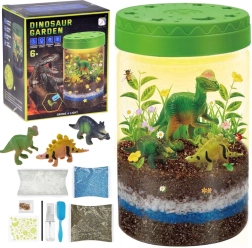 Jardín de dinosaurios iluminado 3 en 1 – terrario DIY, lamparita y cultivo de plantas