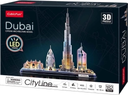 Puzzle 3D panorámico luminoso Dubai CityLine de CUBICFUN, 182 piezas