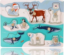 Rompecabezas de madera con pomos animales del Ártico
