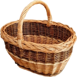 Cesta ovalada de mimbre para setas 38 × 30 × 36 cm, barnizada