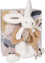 Conejito de peluche Doudou con mantita de apego beige 25 cm