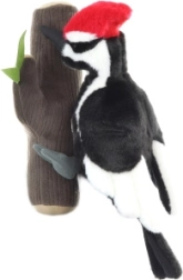 Pájaro carpintero de peluche en rama 33 cm eco friendly
