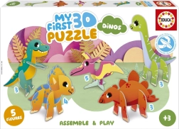 Educa mis primeros puzzles 3D dinosaurios 5 en 1 (3, 3, 3, 4, 5 piezas)