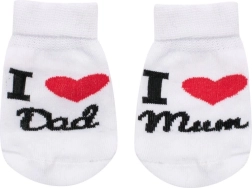 Calcetines infantiles de algodón I Love Mum & Dad blancos (talla 62, 3–6 meses)