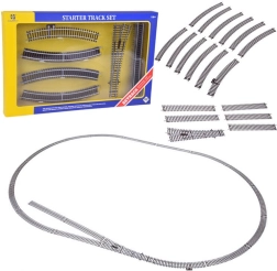 Set de vías H0 1:87 para ferrocarril en maqueta, metálicas con base de plástico, longitud 3 m