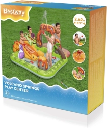 Centro de juegos inflable de dinosaurios con tobogán y rociador de agua