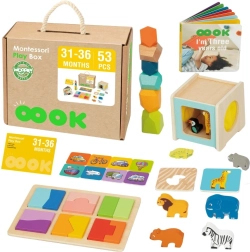 Caja de juego Montessori 7 en 1: set educativo de madera para niños de 31–36 meses (FSC)