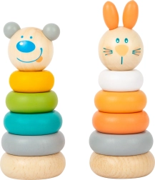 SMALL FOOT torre apilable pastel – set de madera con conejito y oso