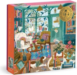 Puzzle metálico cuadrado Tarde en la librería 500 piezas