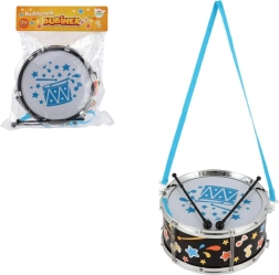 Tambor de plástico con correa y baquetas 23 × 10 cm