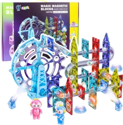 Set magnético de pista de canicas con bloques magnéticos, luminoso, 120 piezas