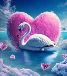 Pintura de diamantes Cisne y corazón 30 × 40 cm