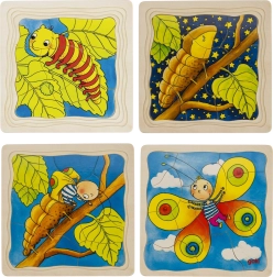 Puzle de madera multicapa del desarrollo de la mariposa GOKI