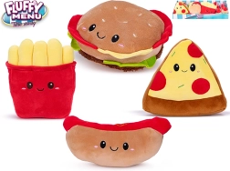 Juguetes de peluche Fluffy Menu – hamburguesa, pizza, patatas fritas y perrito caliente