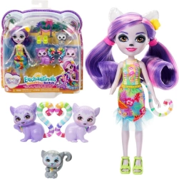 Enchantimals Familia de lémures – muñeca Lorinda y 3 animalitos