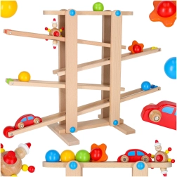 Set de pista de canicas de madera Montessori XXL